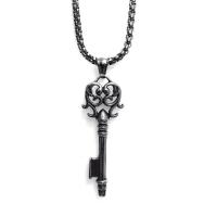 Titanium Steel Jewelry Necklace, Key, plated, Unisex & hollow Approx 23.6 Inch 