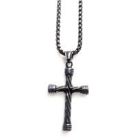 Titanium Steel Jewelry Necklace, Cross, plated, Unisex Approx 23.6 Inch 