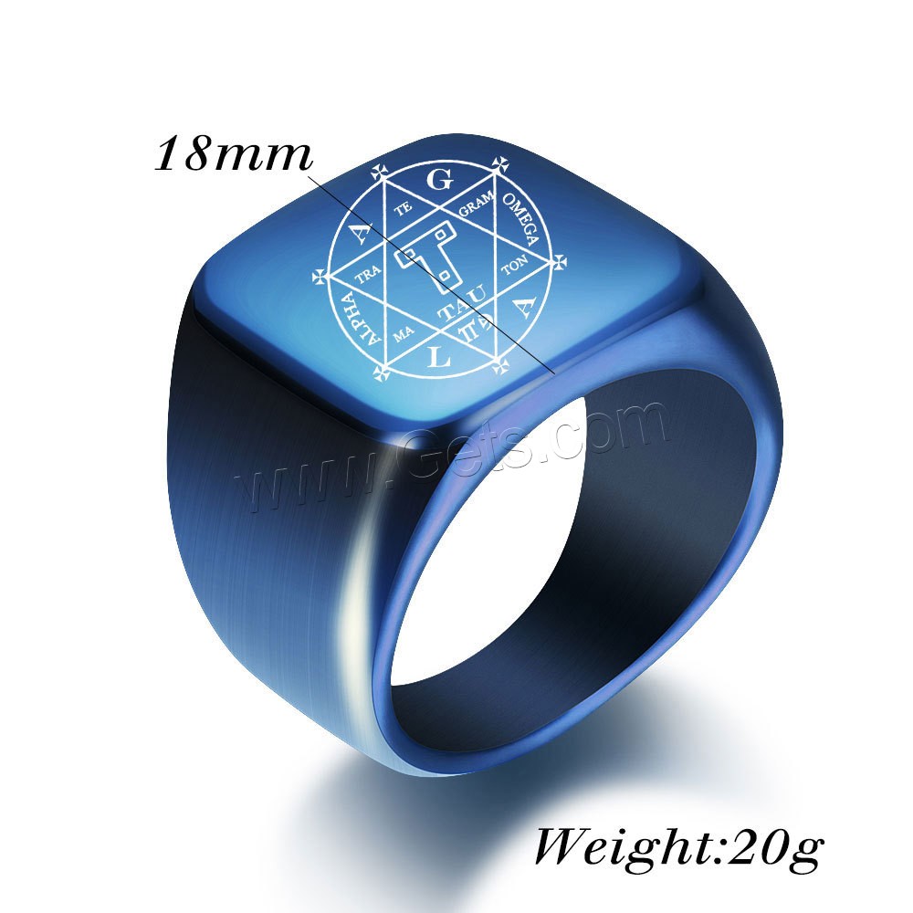 チタン鋼 指輪, メッキ, 異なるサイズの選択 & 文字パターンを持つ & 男性用, 無色, 18mm, サイズ:4-13, 売り手 パソコン