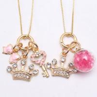 Zinc Alloy Children Necklace, gold color plated & enamel & with rhinestone Approx 23.62 Inch 