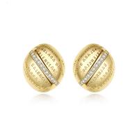 Cubic Zirconia Micro Pave Brass Earring, gold color plated, with letter pattern & micro pave cubic zirconia & for woman 