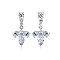 Cubic Zirconia Micro Pave Brass Earring, platinum color plated, micro pave cubic zirconia & for woman 