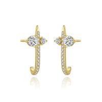 Cubic Zirconia Pendiente Brass Micro Pave, metal, chapado en color dorado, micro arcilla de zirconia cúbica & para mujer, 1.6x19mm, Vendido por Par