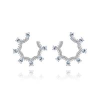 Cubic Zirconia Micro Pave Brass Earring, platinum color plated, micro pave cubic zirconia & for woman 