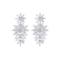 Cubic Zirconia Micro Pave Brass Earring, platinum color plated, micro pave cubic zirconia & for woman 