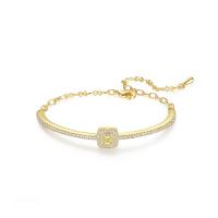 Cubic Zirconia Micro Pave Brass Bracelet, gold color plated, micro pave cubic zirconia & for woman, 58.2mm 