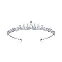 Bridal Tiaras, Brass, Crown, platinum color plated, micro pave cubic zirconia & for woman 