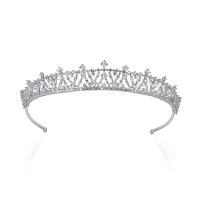 Bridal Tiaras, Brass, Crown, platinum color plated, micro pave cubic zirconia & for woman 