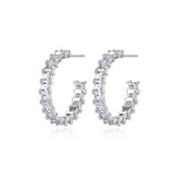 Cubic Zirconia Micro Pave Brass Earring, platinum color plated, micro pave cubic zirconia & for woman 