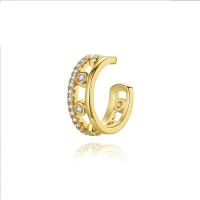 Brass Earring Clip, gold color plated, micro pave cubic zirconia & for woman & hollow 