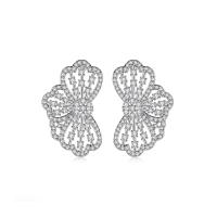 Cubic Zirconia Micro Pave Brass Earring, Crown, platinum color plated, micro pave cubic zirconia & for woman & hollow 