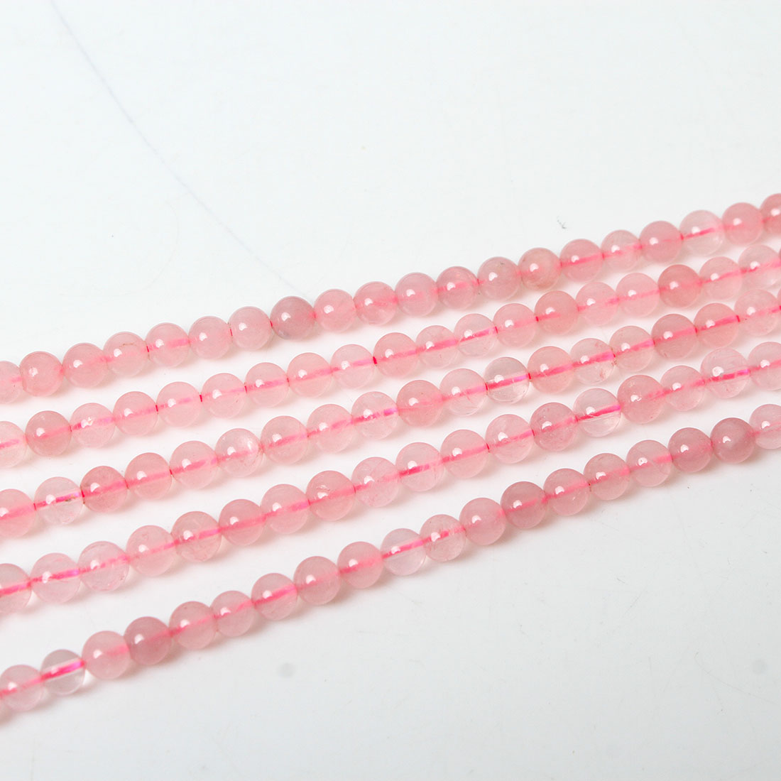 Perles en Quartz Rose naturel, Rond, normes différentes pour le choix, Trou:Environ 1mm, Longueur:Environ 15.5 pouce, Vendu par brin