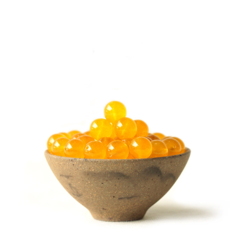 Yellow Chalcedon Perle, rund, natürlich, verschiedene Größen vorhanden, Grade AAAAA, Bohrung:ca. 1mm, Länge:ca. 15.5 ZollInch, verkauft von Strang