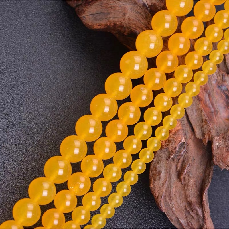 Yellow Calcedony Beads, Round, natural, different size for choice, Grade AAAAA, Hole:Approx 1mm, Length:Approx 15.5 Inch, Sold By Strand