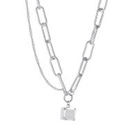 Stainless Steel Jewelry Necklace, with 1.97inch extender chain, plated, with letter pattern & for woman, original color, 10mm Approx 21.65 Inch 
