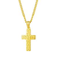 Stainless Steel Jewelry Necklace, with 1.97inch extender chain, Cross, plated, for woman Approx 22.44 Inch 