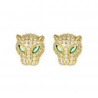 Cubic Zirconia Micro Pave Brass Earring, with Cats Eye, micro pave cubic zirconia & for woman, golden, 10-20mm 