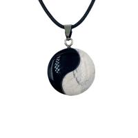 Mixed Gemstone Pendants, Howlite, with Black Agate, ying yang, mixed colors 