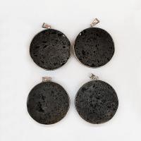 Lava Pendants, with Zinc Alloy, Flat Round, polished, mixed colors, 46mm 