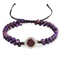 Gemstone Woven Ball Bracelets, Impression Jasper, with Nylon Cord, plated, fashion jewelry & Unisex cm 