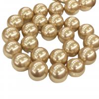 perle de coquillage teint, Shell Pearl, Rond, poli, DIY & normes différentes pour le choix, jaune d'or Environ 15 pouce, Vendu par brin