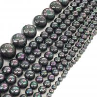 Muschelkern Perle, rund, poliert, DIY & verschiedene Größen vorhanden, schwarz, Länge:ca. 15 ZollInch, verkauft von Strang
