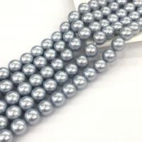 Shell Pearl Beads, Round, polished, DIY, blue, 10mm Approx 15 Inch 