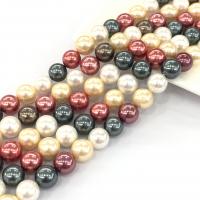 Shell Pearl Beads, Round, polished, DIY, mixed colors, 10mm Approx 15 Inch 