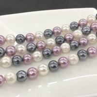 Muschelkern Perle, rund, poliert, DIY, gemischte Farben, 10mm, Länge:ca. 15 ZollInch, verkauft von Strang
