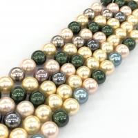 Muschelkern Perle, rund, poliert, DIY, gemischte Farben, 10mm, Länge:ca. 15 ZollInch, verkauft von Strang