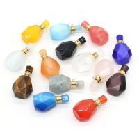 Natural Stone Perfume Bottle Pendant, with Iron, gold color plated & Unisex & faceted 