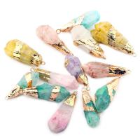 Crystal Brass Pendants, with Brass, irregular, gold color plated, dyed & Unisex 40x10- 