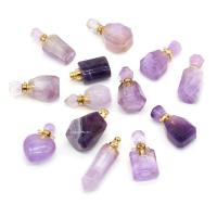 Amethyst Perfume Bottle Pendant, with Iron, gold color plated, Unisex purple 