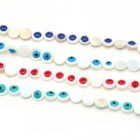 Natural Freshwater Shell Beads, Dome, evil eye pattern 