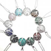 Gemstone Necklaces, Natural Stone, with Brass & Zinc Alloy, Round, platinum color plated & for woman 30mm Approx 20.47 Inch 