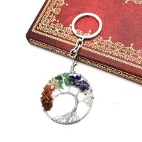 Natural Stone Key Clasp, with Brass & Iron, Tree, platinum color plated & Unisex 50mm 