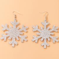 Acrylic Drop Earring, with Zinc Alloy, Snowflake, platinum color plated, for woman 