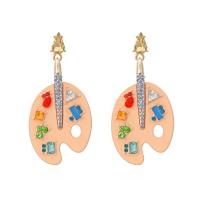 Zinc Alloy Rhinestone Drop Earring, Guitar, gold color plated, enamel & with rhinestone, mixed colors 