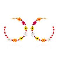 Glass Seed Beads Earring, Seedbead, with Zinc Alloy, gold color plated, fashion jewelry, mixed colors 