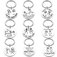 Stainless Steel Key Clasp, Round, silver color plated & enamel, silver color, 25mm,30mm 