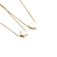 Ожерелье ручной латунные, Латунь, плакирован золотом, разные стили для выбора & эмаль, Золотой, длина:15.75 дюймовый, продается PC