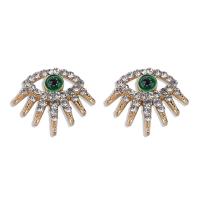 Zinc Alloy Rhinestone Stud Earring, Evil Eye, gold color plated, for woman & with rhinestone & hollow 
