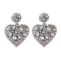 Zinc Alloy Rhinestone Drop Earring, gold color plated & for woman & with rhinestone 