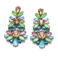 Zinc Alloy Rhinestone Drop Earring, with acrylic rhinestone, Flower, plated, fashion jewelry & for woman, multi-colored 