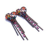 Fashion Fringe Earrings, Zinc Alloy, Heart, plated, for woman & with rhinestone 