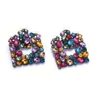 Zinc Alloy Rhinestone Drop Earring, Geometrical Pattern, plated, for woman & with rhinestone & hollow 