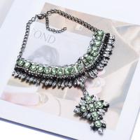 Rhinestone Zinc Alloy Necklace, with 2.75inch extender chain, Flower, plated, for woman & with rhinestone Approx 17 Inch 