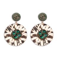 Zinc Alloy Rhinestone Drop Earring, Flat Round, plated, for woman & with rhinestone 