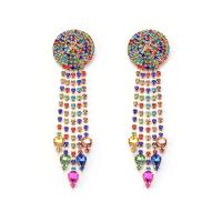 Zinc Alloy Rhinestone Drop Earring, Tassel, plated, for woman & with rhinestone 