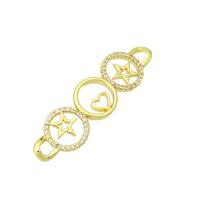 Cubic Zirconia Micro Pave Brass Connector, gold color plated, micro pave cubic zirconia & hollow Approx 2mm 